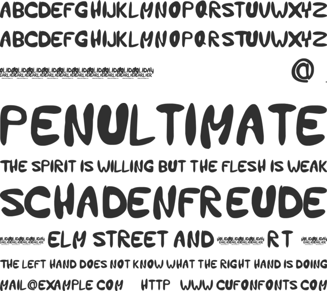 Holyday Earlier font preview