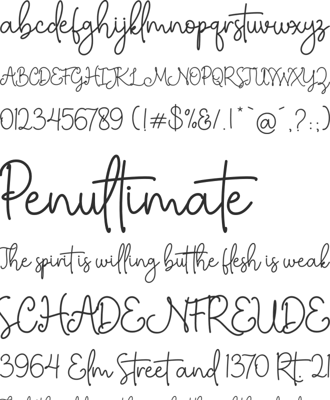 Bethany Signature font preview