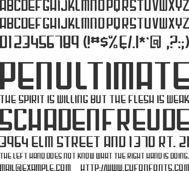 Gunblade font preview