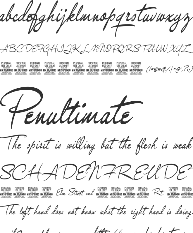 Gingo PERSONAL USE font preview