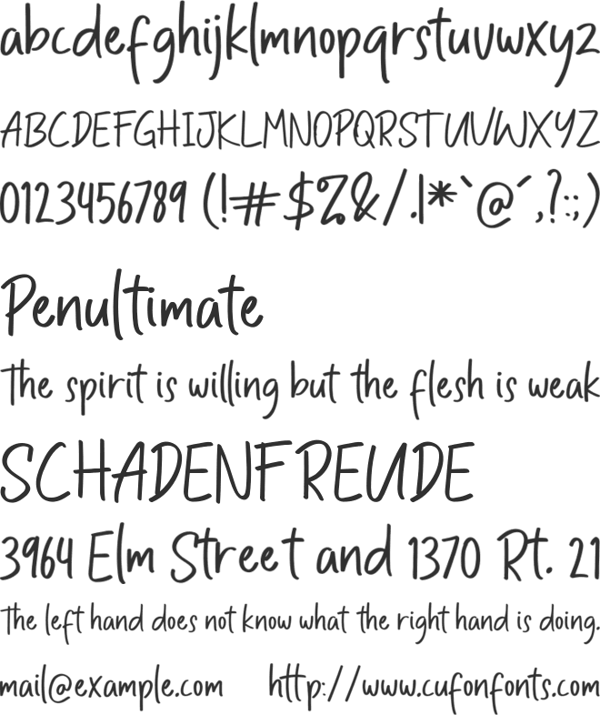 Lining font preview