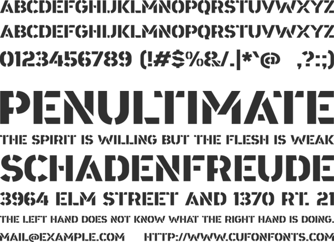 a Area Stencil font preview