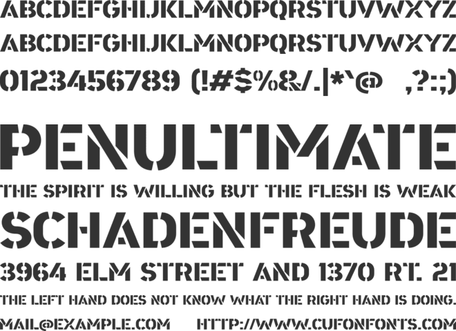 a Area Stencil font preview