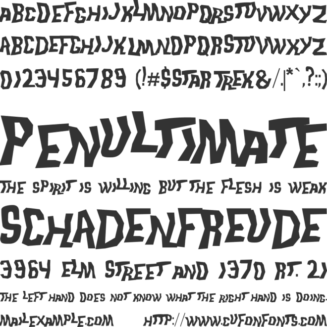 Trek Disruptor Blast font preview