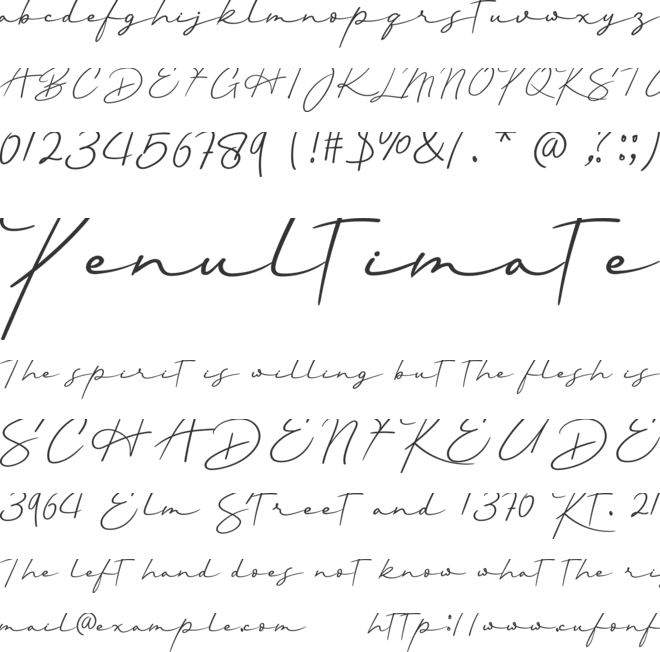 Yandilove font preview