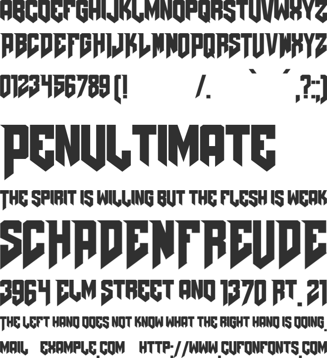 Doom 2016 Left font preview