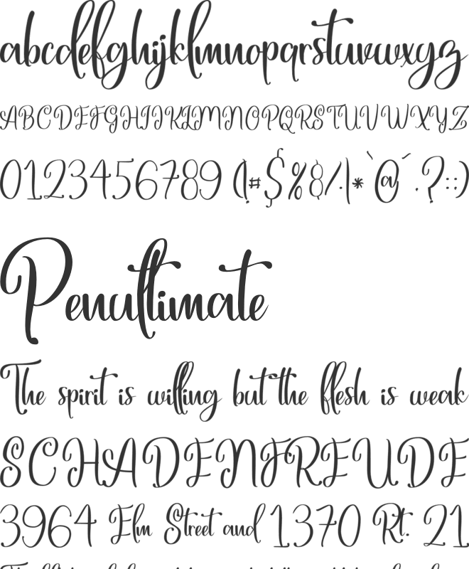 Belle fille font preview