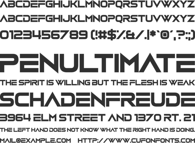 Vudotronic font preview