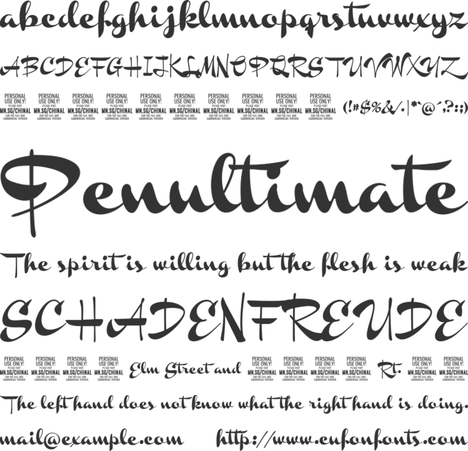 Chinal Black PERSONAL USE ONLY font preview