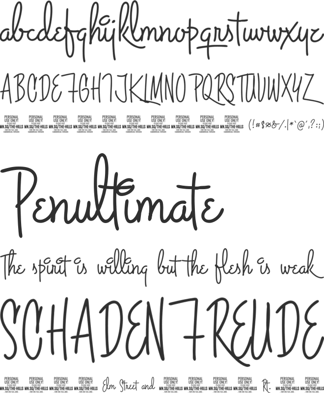 The Hills PERSONAL USE ONLY font preview