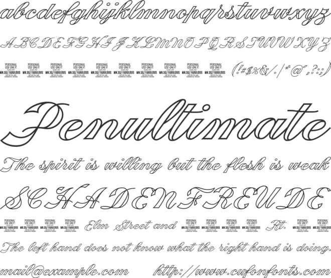 Fabulous Outline PERSONAL USE font preview