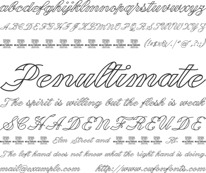 Fabulous Outline PERSONAL USE font preview