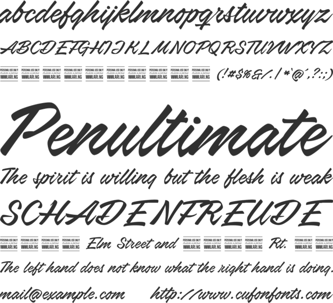 Airways PERSONAL USE ONLY font preview
