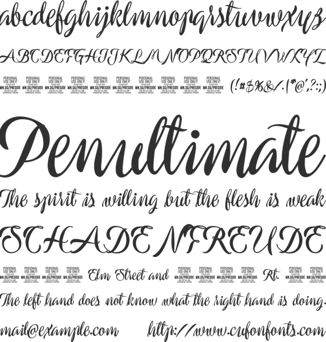 Preside  PERSONAL USE ONLY font preview