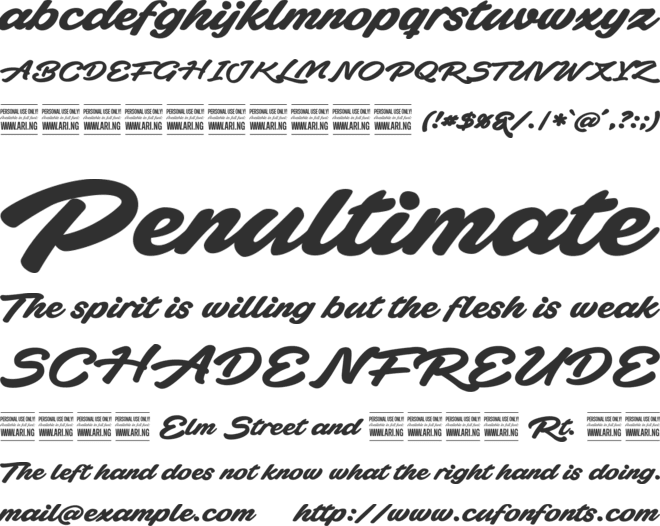 Plicata PERSONAL USE ONLY font preview