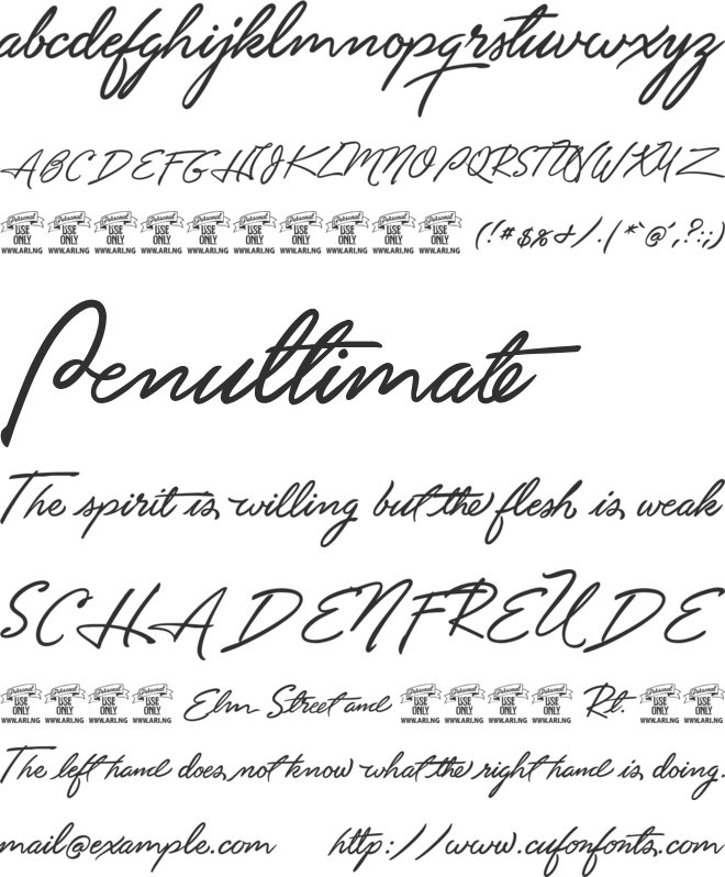 Unthrift First Personal font preview