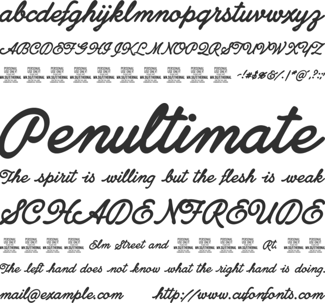 Ethernal  PERSONAL USE font preview