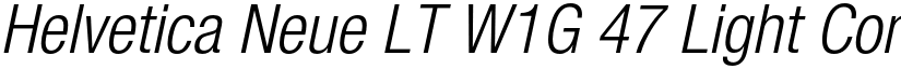 Helvetica Neue LT W1G 47 Light Condensed Oblique font