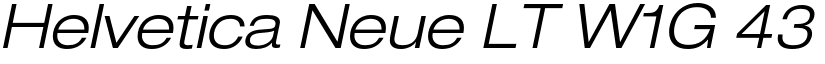 Helvetica Neue LT W1G 43 Light Extended Oblique font