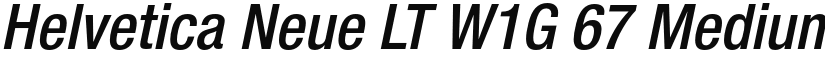 Helvetica Neue LT W1G 67 Medium Condensed Oblique font