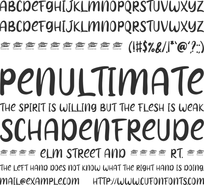 Sweet Night - Personal Use font preview