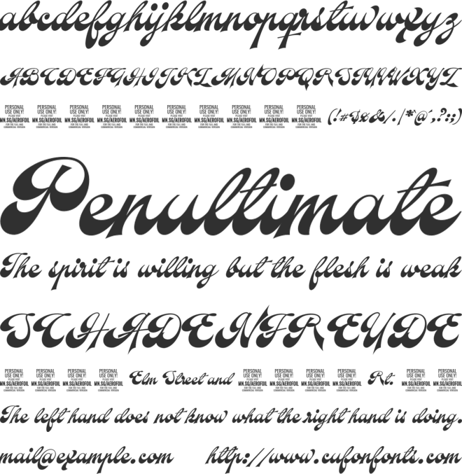 Aerofoil PERSONAL USE ONLY font preview
