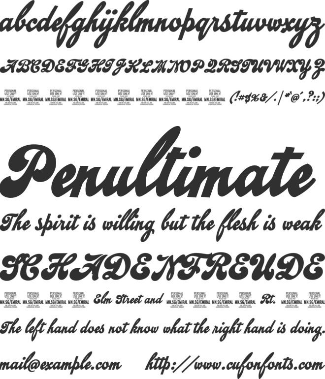 Emiral Script  PERSONAL USE font preview