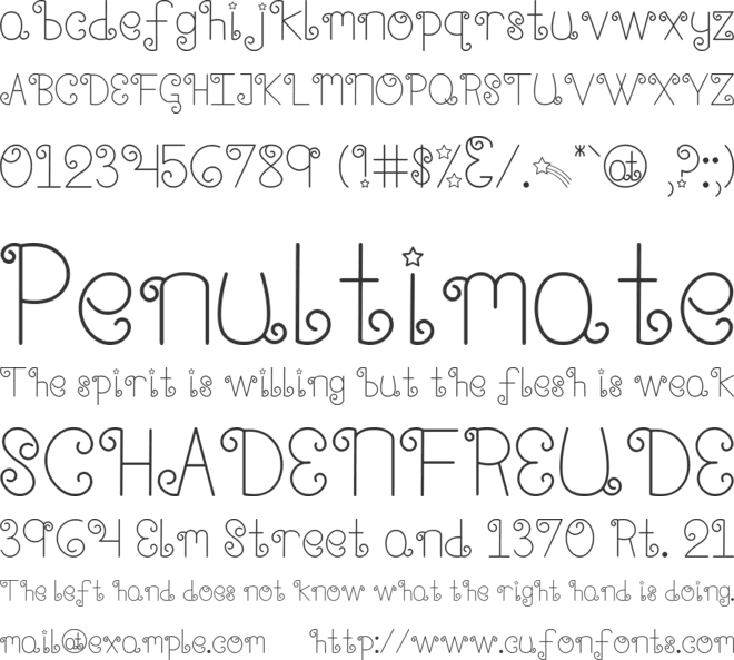 Shooting Stars font preview