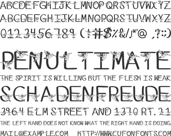 Ks Kristines Hummingbirds font preview