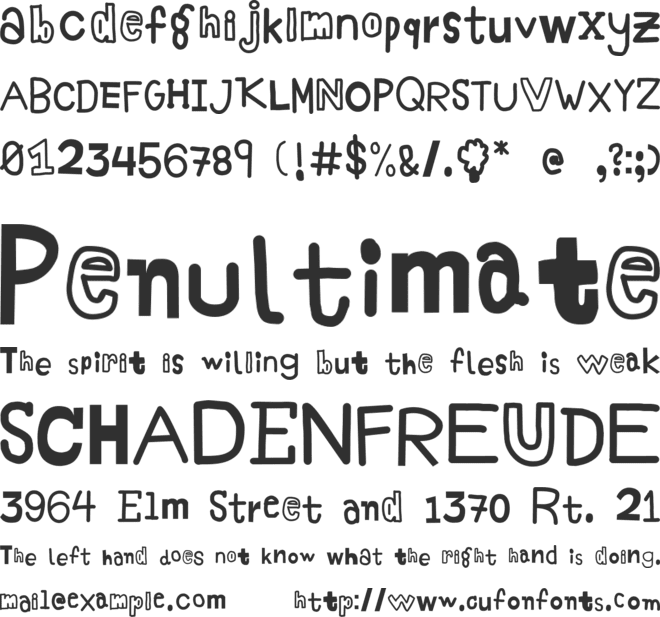 A Childish Wonders font preview