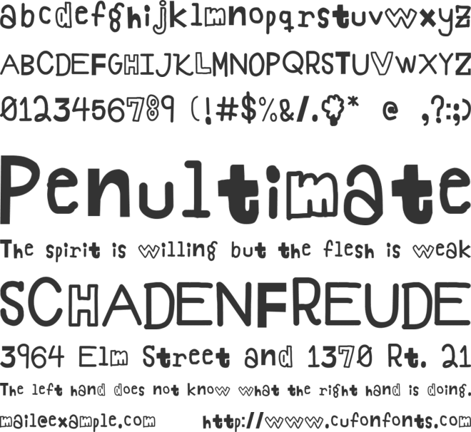 A Childish Wonders font preview