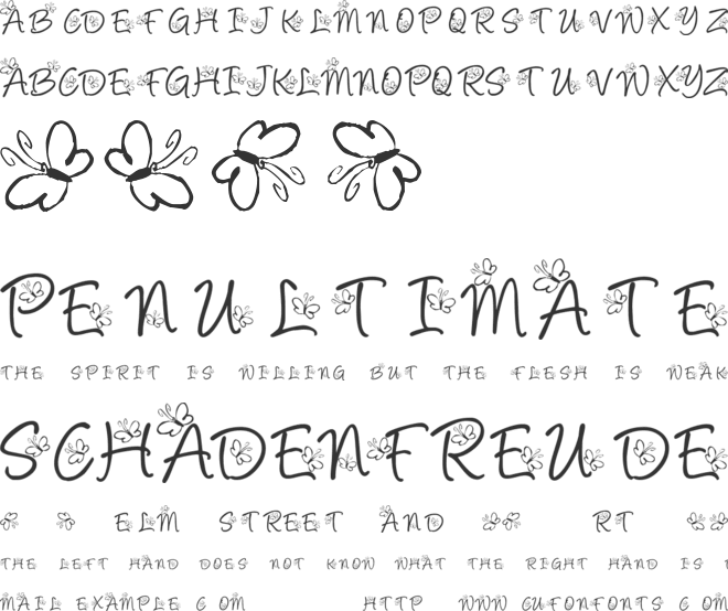 KR Butterfly font preview