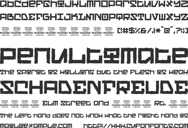 Rangly PERSONAL USE ONLY font preview