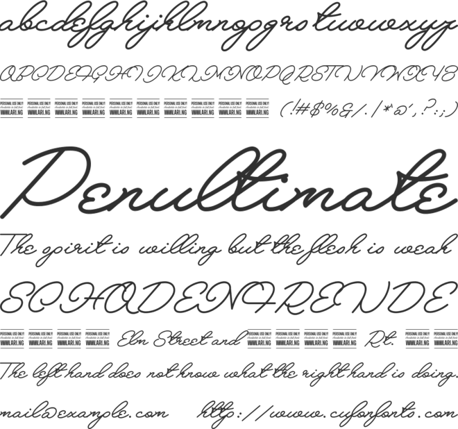 Melay Script PERSONAL USE font preview