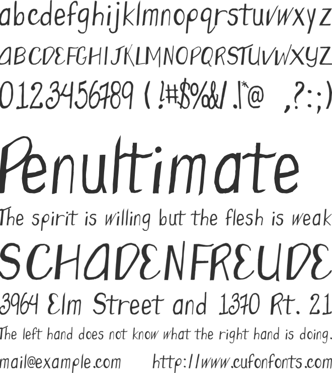 Wonky Printed font preview