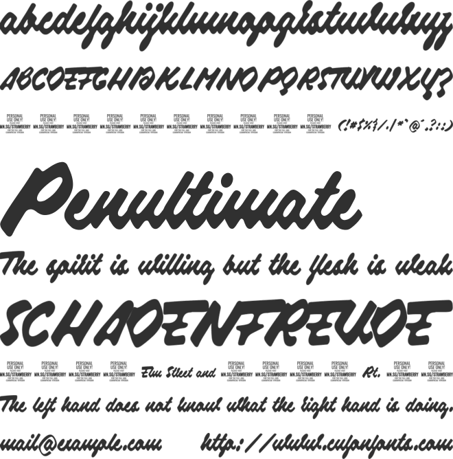 Strawberry Script PERSONAL USE font preview
