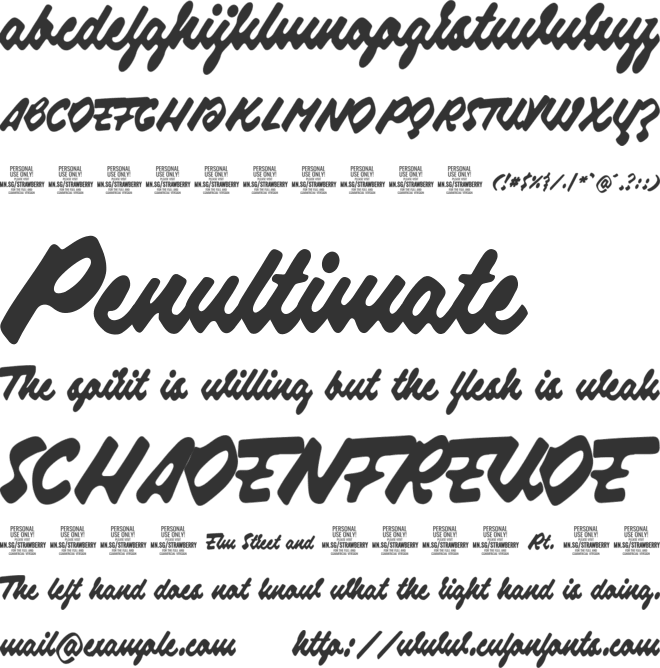 Strawberry Script PERSONAL USE font preview