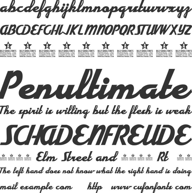 Electricity Personal Use font preview