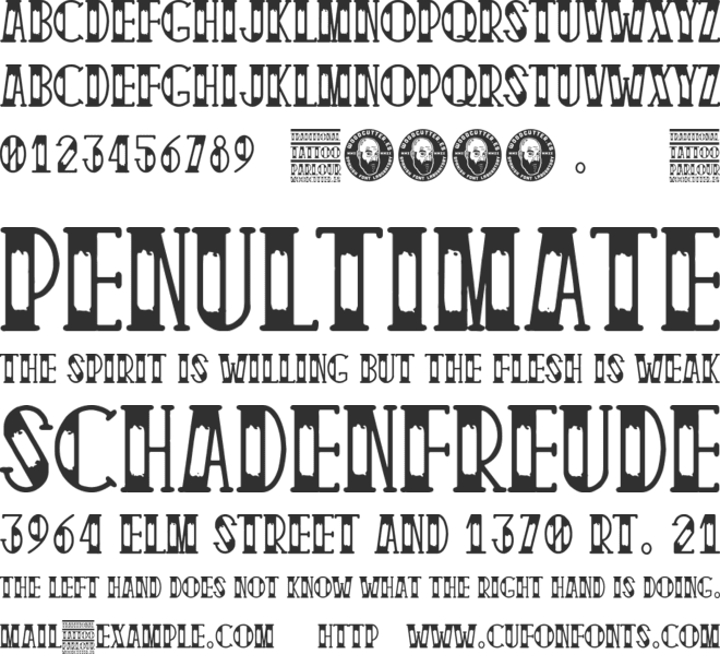 Traditional Tattoo Parlour font preview