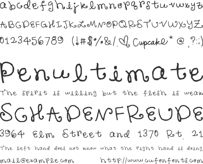 Cupcake font preview