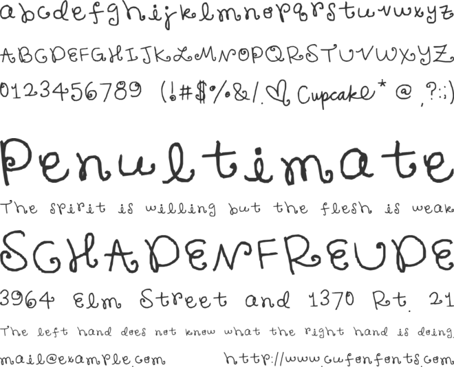 Cupcake font preview