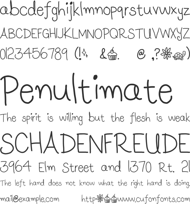 Luna's Handwriting font preview