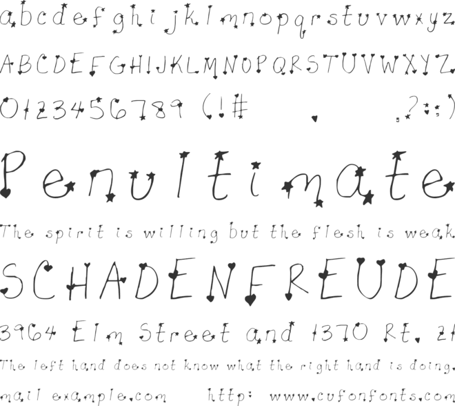 Star-Crossed Lovers font preview