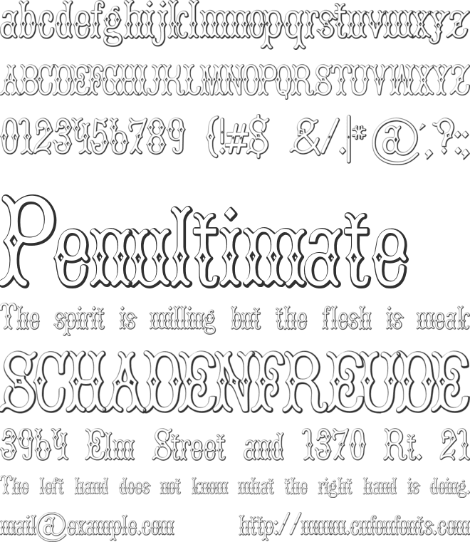 BruceDoublePica Beveled font preview