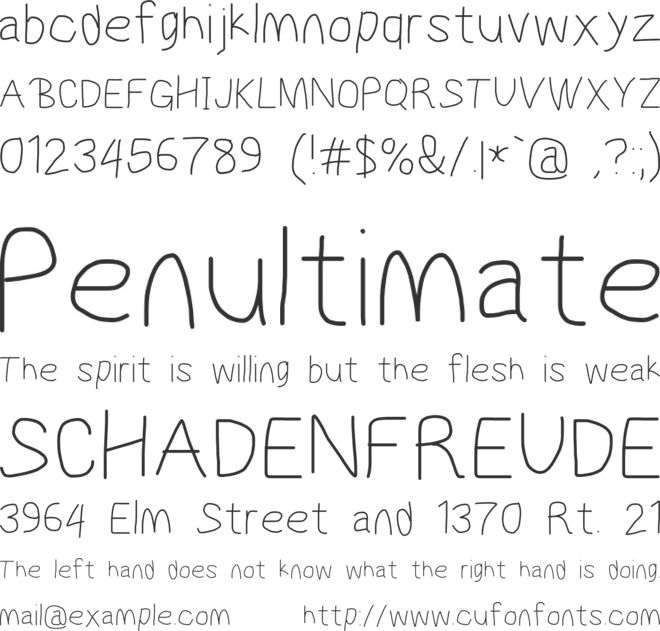 MewTooHand font preview