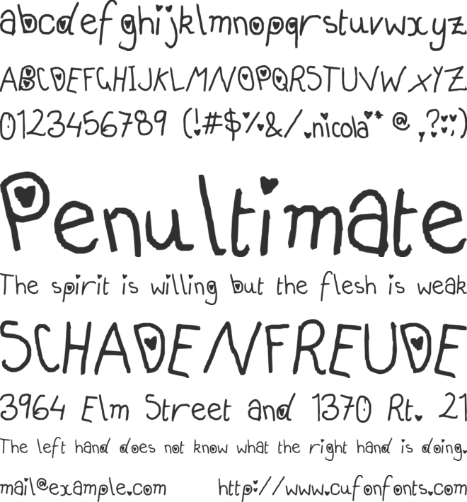 hearts and smarts font preview