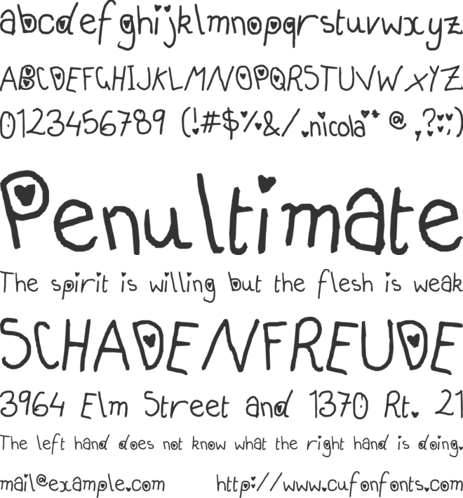 hearts and smarts font preview