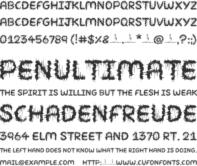 SHRED OF NIGHT font preview