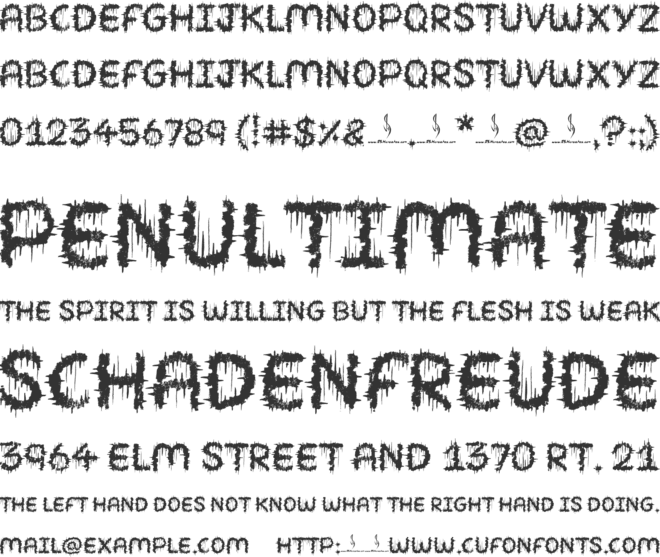 SHRED OF NIGHT font preview