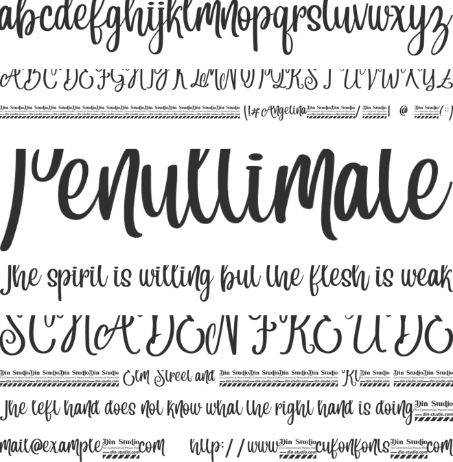 Angelina Personal Use font preview